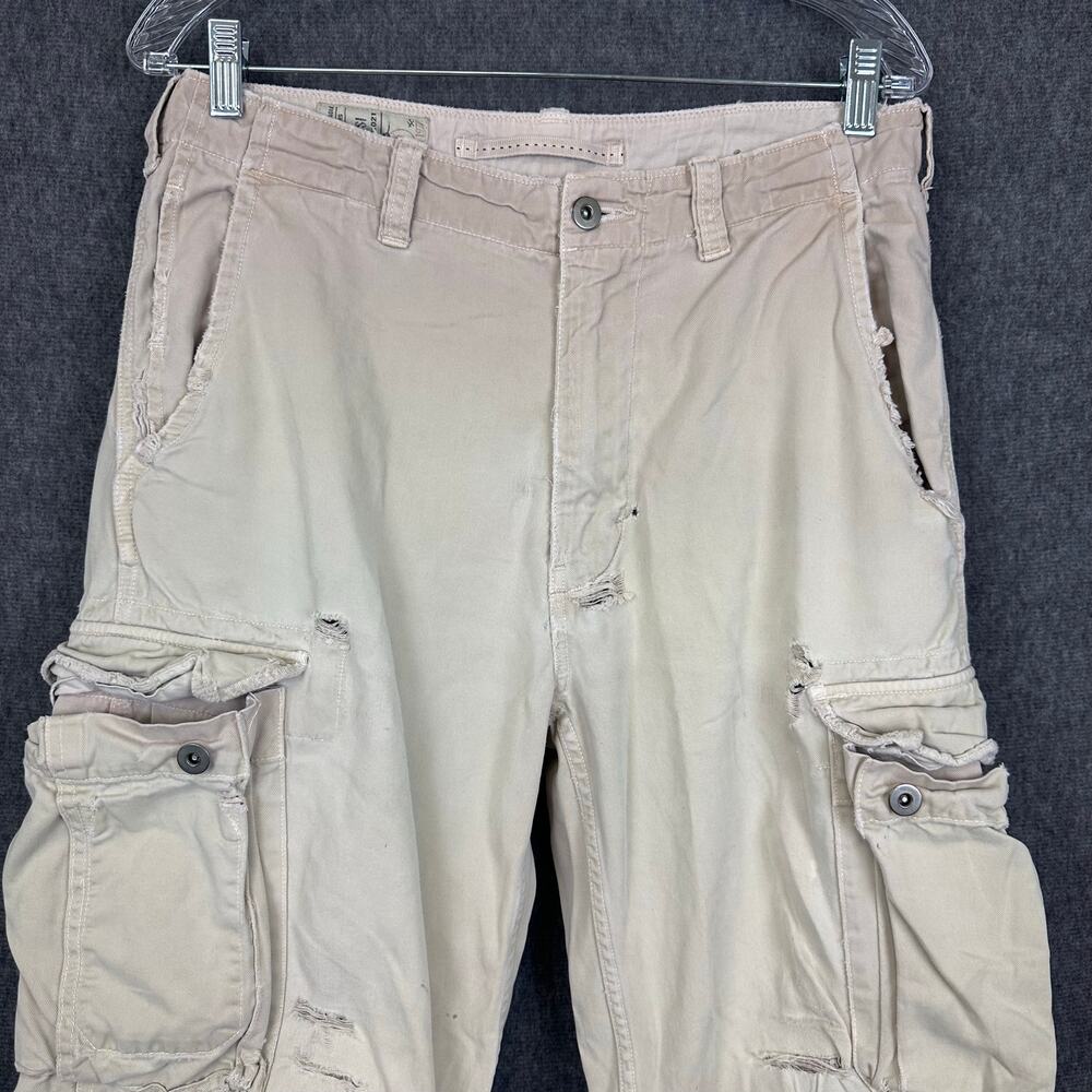 VTG American Eagle Destroyed Cargo Pants Sz 31x32 Y2K Grunge Streetwear Tattered - Picture 2 of 10